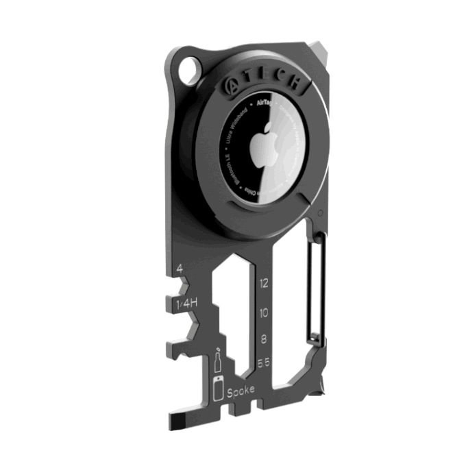 ATECH AirTag Multitool 10-in-1 Keychain Carabiner Phone Holder Bottle Opener Phillips Screwdriver Flathead Driver Hex Wrench Spoke Bicycle Tools