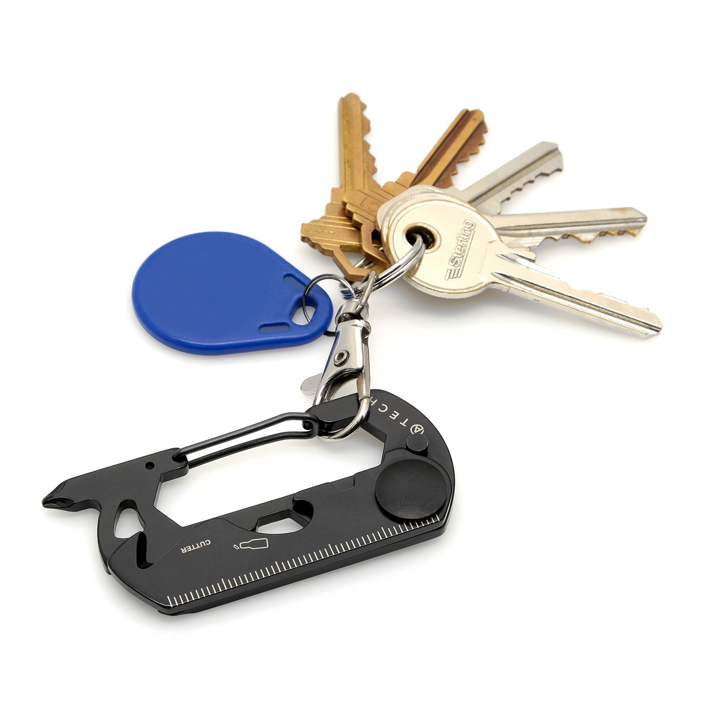 ATECH Multitool 10-in-1 Carabiner Box Cutter Screw Driver Ruler Bottle Opener Hex Wrench Keychain Flathead Bicycle Tools