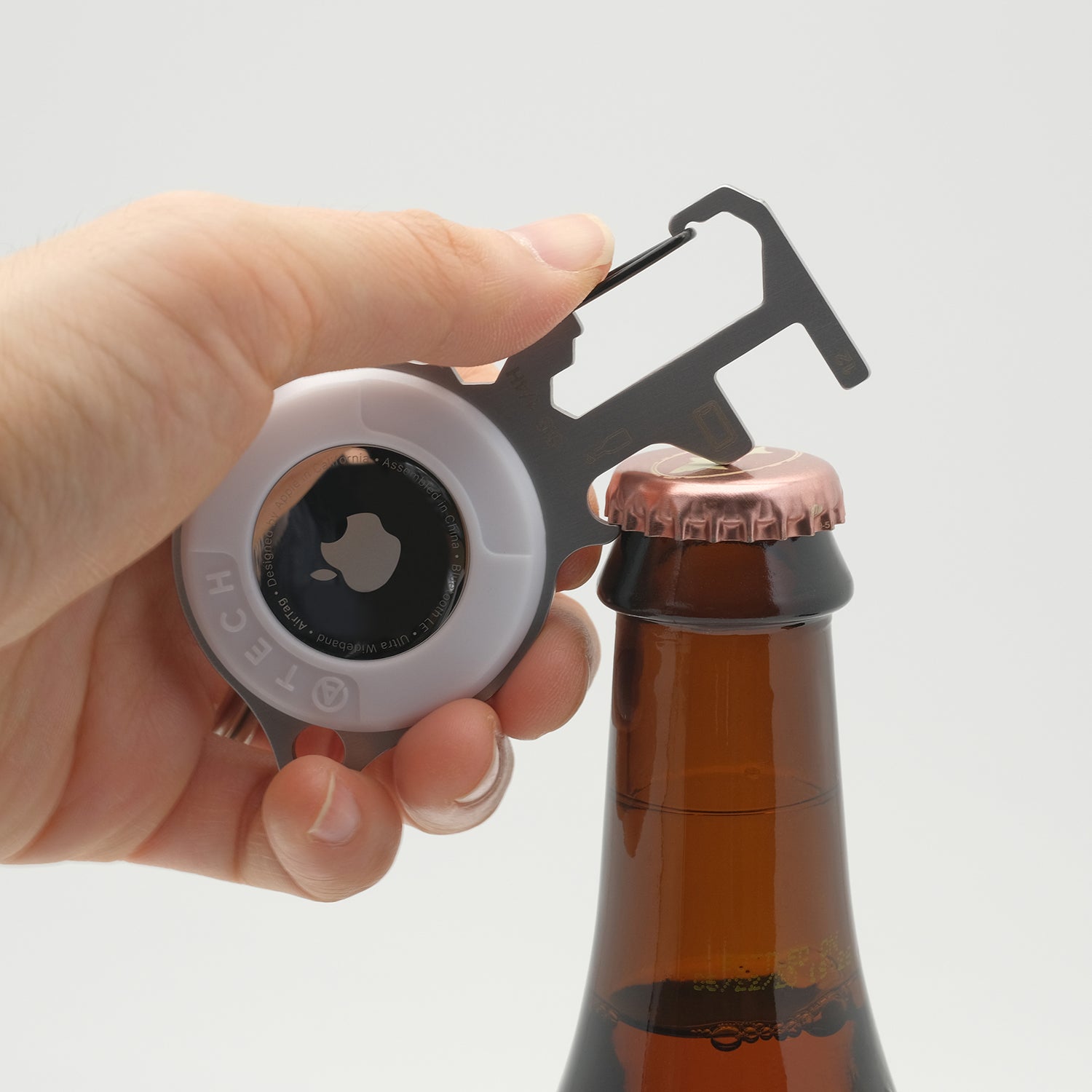 ATECH AirTag Multitool 7-in-1 Keychain Bottle Opener Hex Wrench Phone Stand Carabiner Bicycle Tools