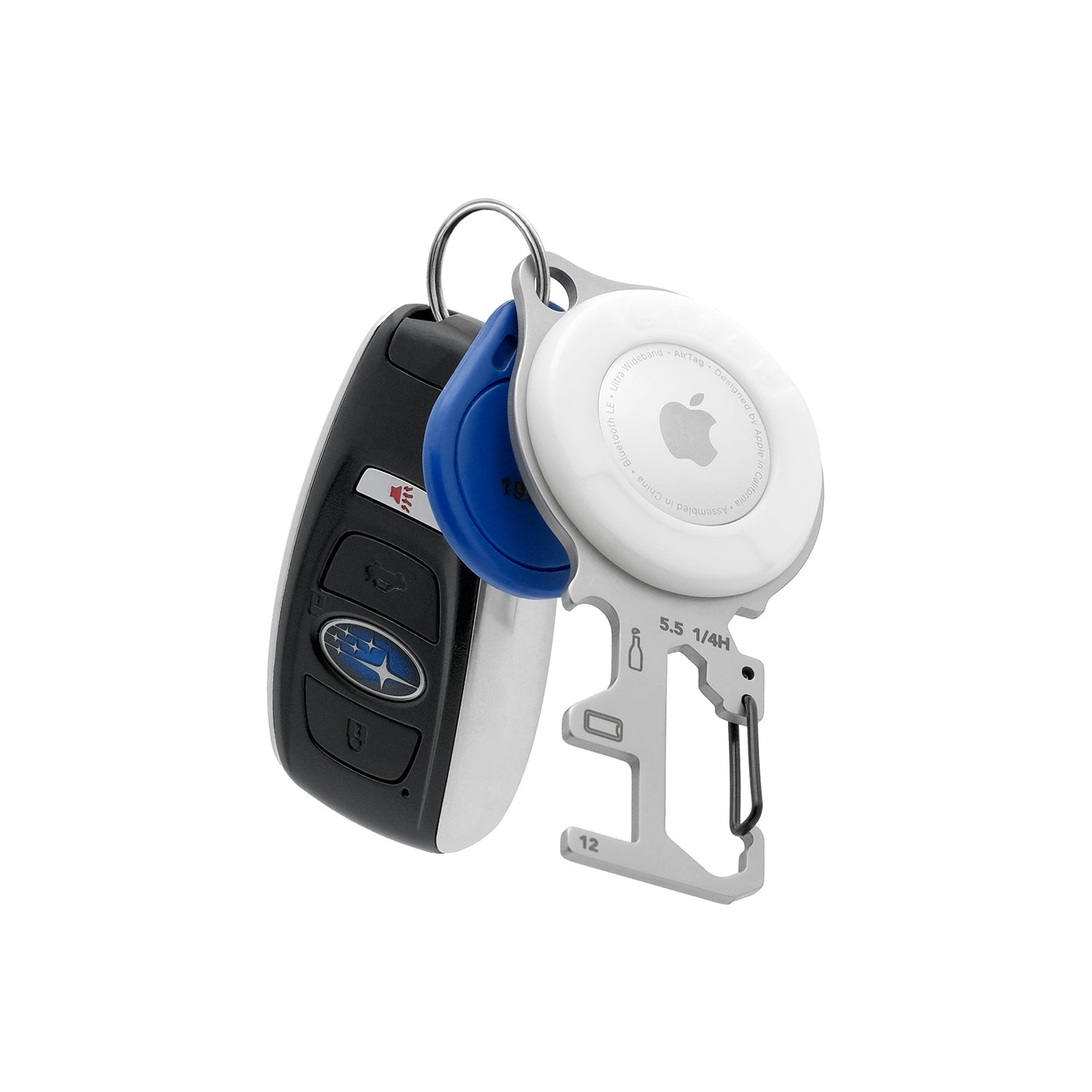 ATECH AirTag Multitool 7-in-1 Keychain Bottle Opener Hex Wrench Phone Stand Carabiner Bicycle Tools