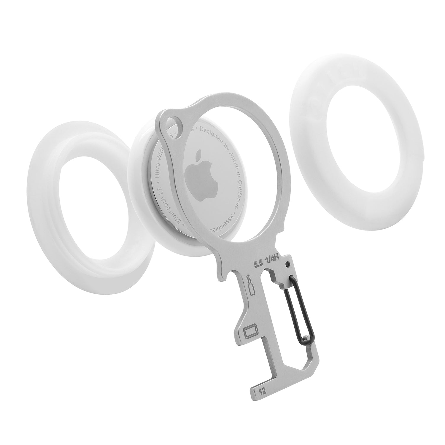 ATECH AirTag Multitool 7-in-1 Keychain Bottle Opener Hex Wrench Phone Stand Carabiner Bicycle Tools