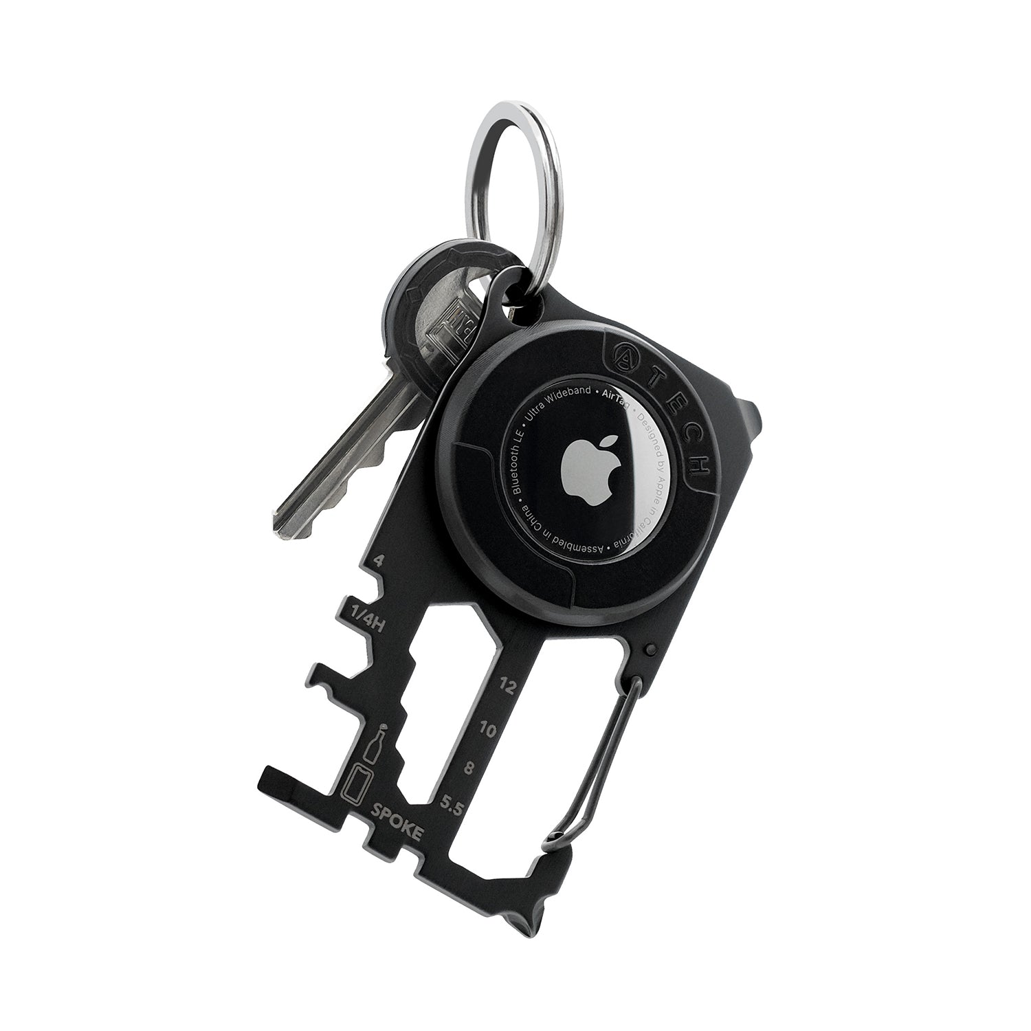 ATECH AirTag Multitool 10-in-1 Keychain Carabiner Phone Holder Bottle Opener Phillips Screwdriver Flathead Driver Hex Wrench Spoke Bicycle Tools