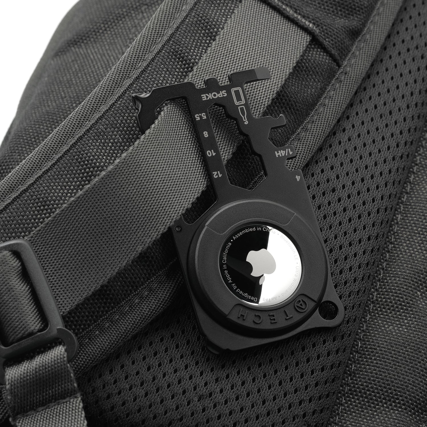 ATECH AirTag Multitool 10-in-1 Keychain Carabiner Phone Holder Bottle Opener Phillips Screwdriver Flathead Driver Hex Wrench Spoke Bicycle Tools