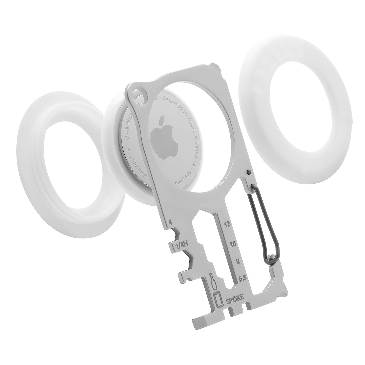 ATECH AirTag Multitool 10-in-1 Keychain Carabiner Phone Holder Bottle Opener Phillips Screwdriver Flathead Driver Hex Wrench Spoke Bicycle Tools