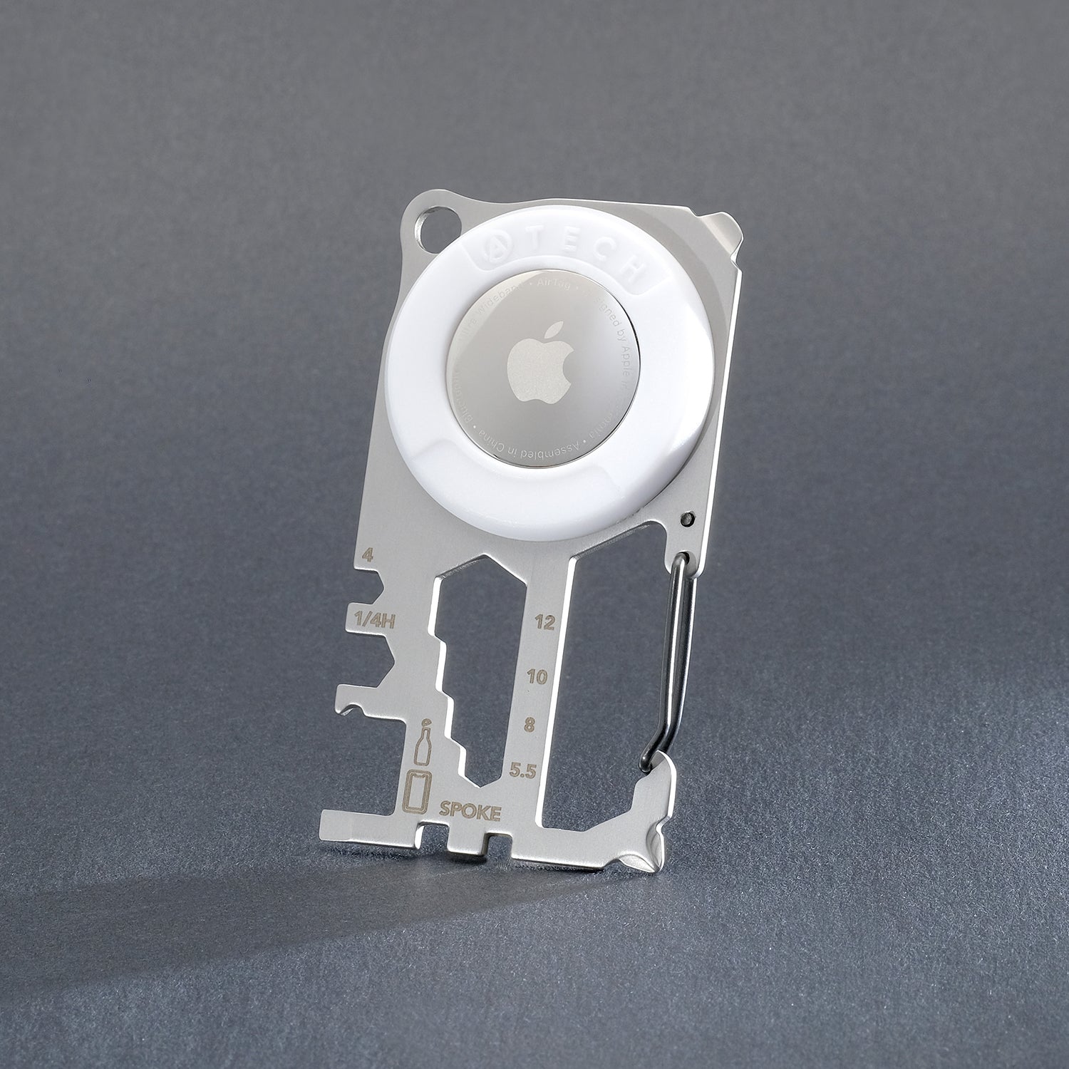 ATECH AirTag Multitool 10-in-1 Keychain Carabiner Phone Holder Bottle Opener Phillips Screwdriver Flathead Driver Hex Wrench Spoke Bicycle Tools