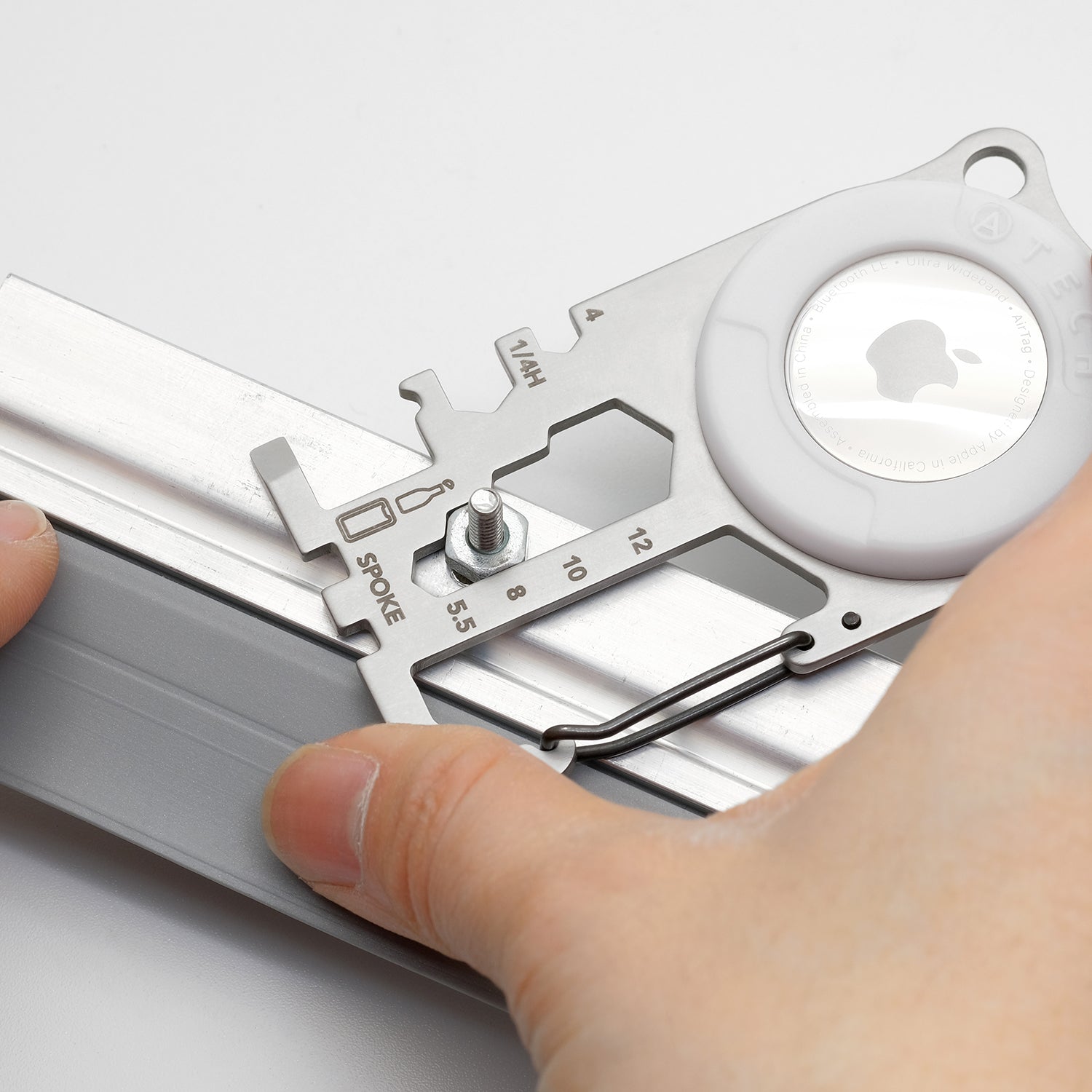 ATECH AirTag Multitool 10-in-1 Keychain Carabiner Phone Holder Bottle Opener Phillips Screwdriver Flathead Driver Hex Wrench Spoke Bicycle Tools