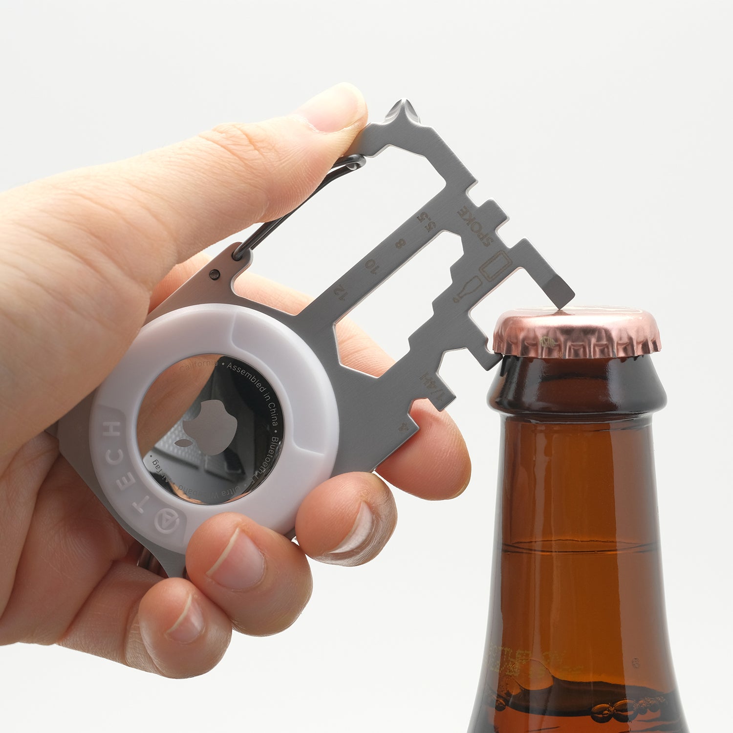 ATECH AirTag Multitool 10-in-1 Keychain Carabiner Phone Holder Bottle Opener Phillips Screwdriver Flathead Driver Hex Wrench Spoke Bicycle Tools