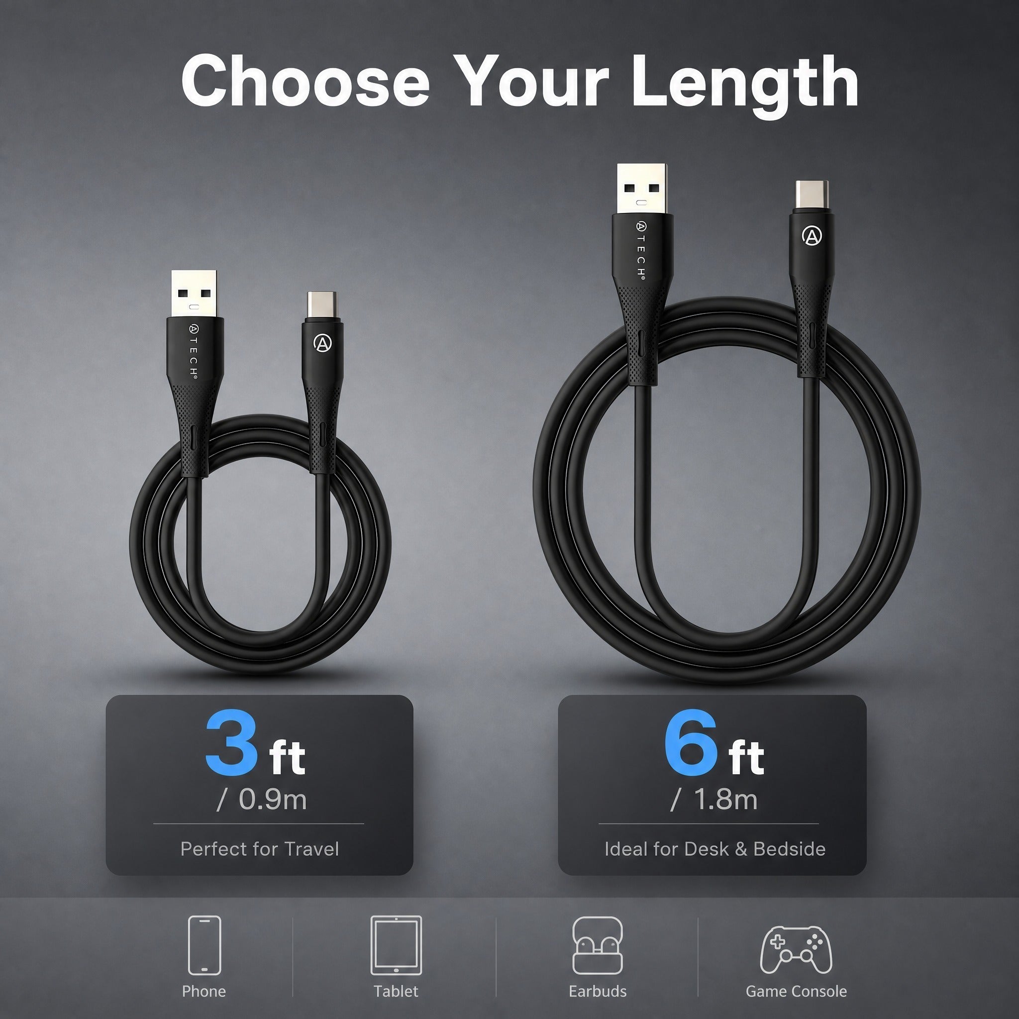 USB-A to Type-C Silicon Cable