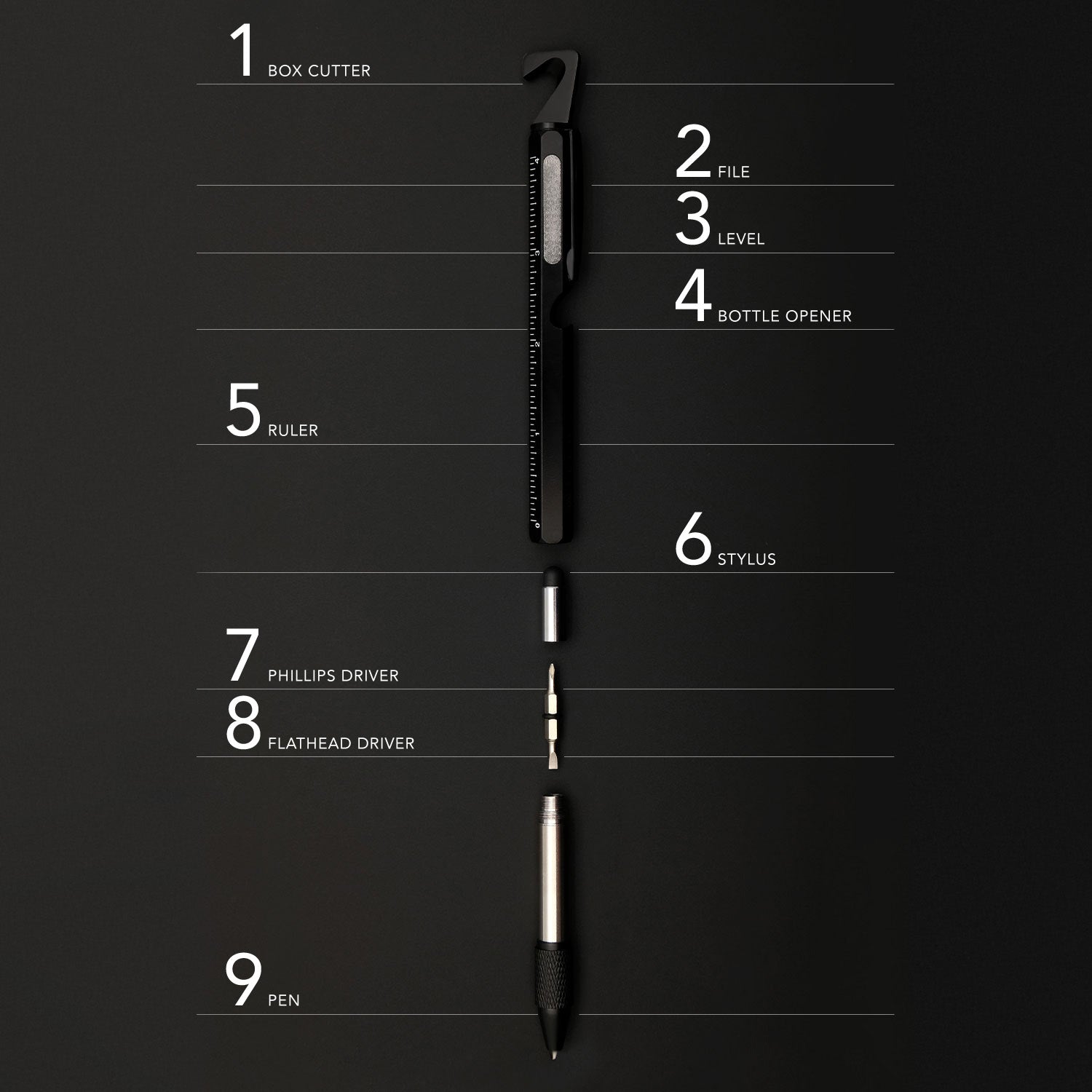 ATECH Multitool Pen 9-in-1 Box Cutter
