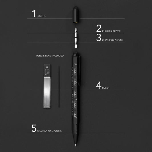 Multitool Pencil 5-in-1 Stylus - Black - ATECH