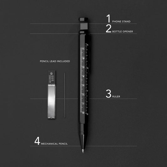 Multitool Pencil 4-in-1 Phone Stand - Black - ATECH