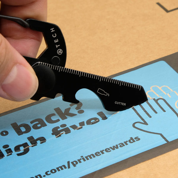 ATECH Multitool 10-in-1 Carabiner Box Cutter Screw Driver Ruler Bottle Opener Hex Wrench Keychain Flathead Bicycle Tools