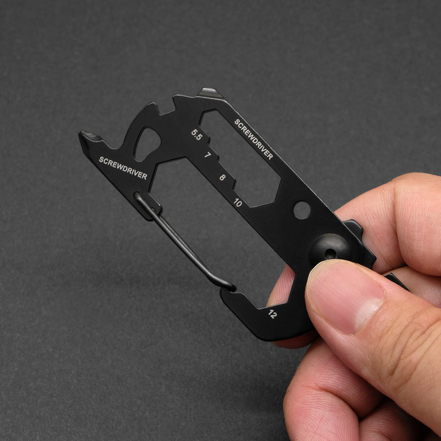 ATECH Multitool 10-in-1 Carabiner Box Cutter Screw Driver Ruler Bottle Opener Hex Wrench Keychain Flathead Bicycle Tools